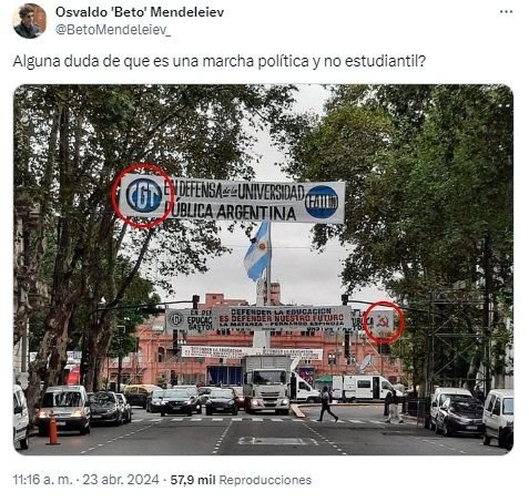 Tuits contra la marcha estudiantil