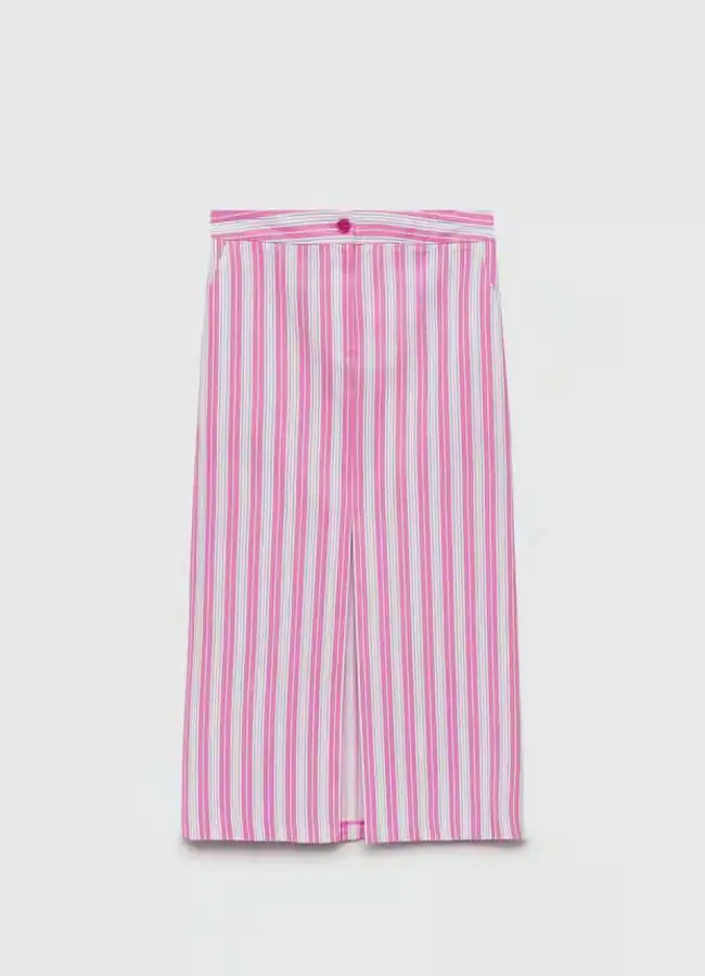 Falda rosa con estampado de rayas