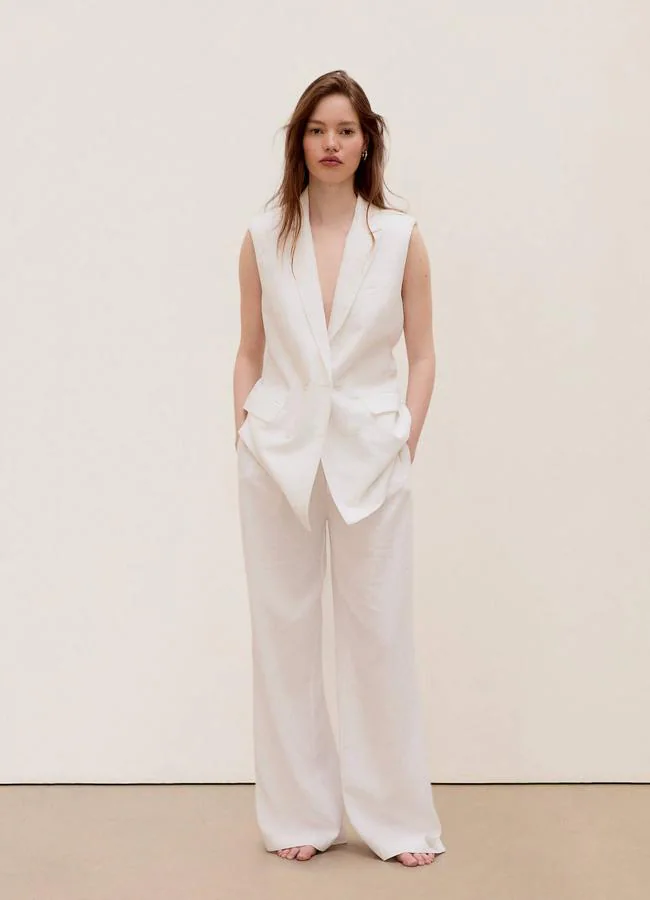 Traje de lino color blanco