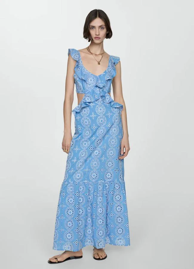 Vestido largo con perforados