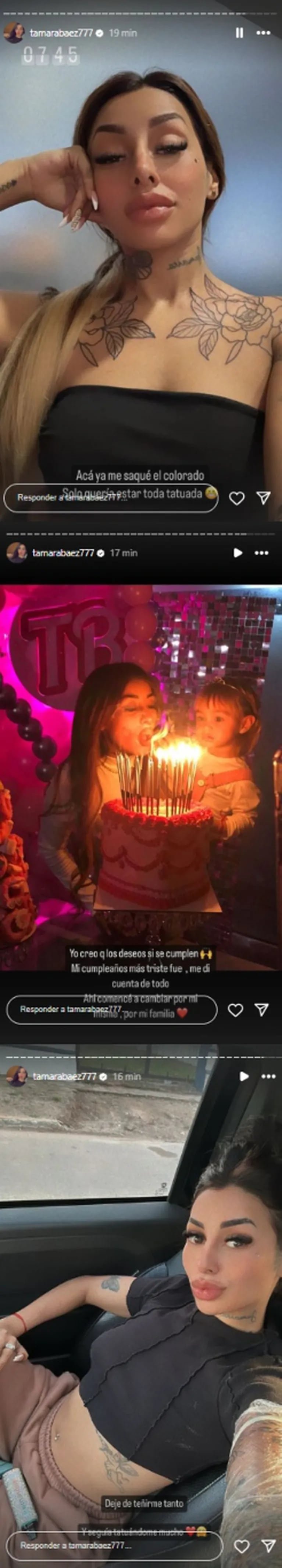 Tamara Báez a corazón abierto en redes. (Foto: Captura Instagram /tamarabaez777)