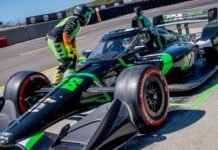 Canapino y un accidentado regreso a la IndyCar en Laguna Seca: choque, sanción, puesto 18 y bronca