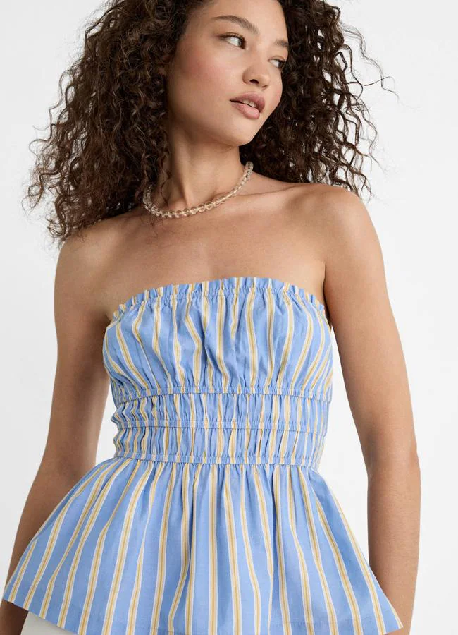 Top palabra de honor con rayas verticales