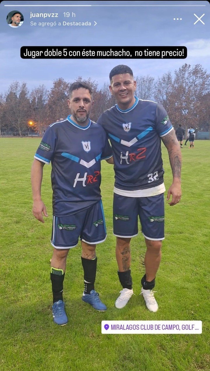 Marcos Rojo: el sábado, tras la práctica de Boca, el defensor participó de un partido amateur