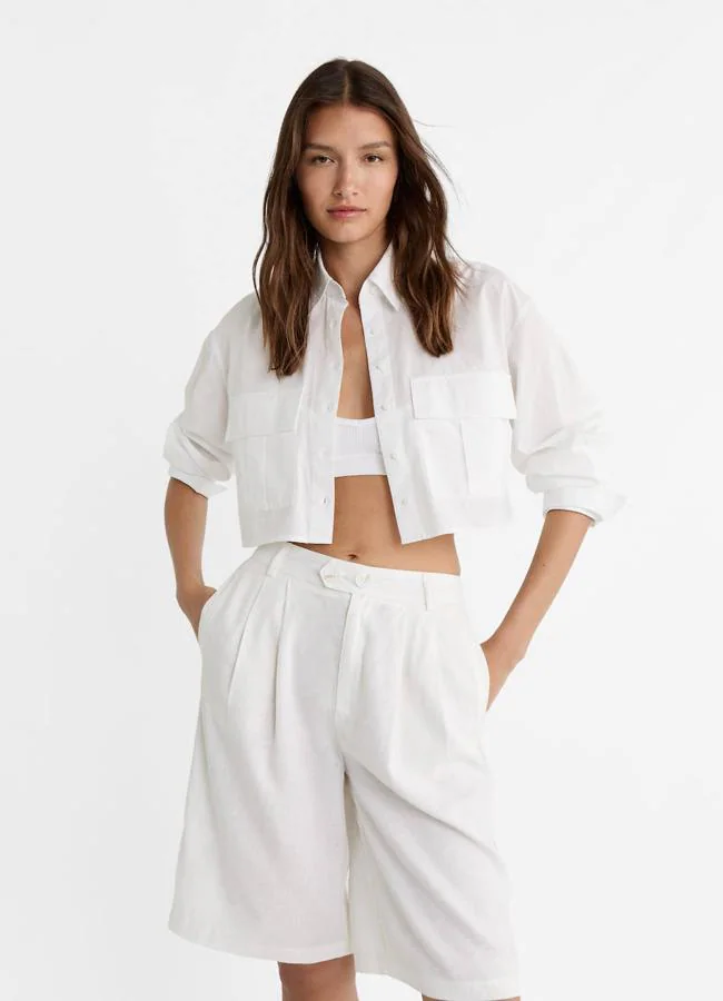 Bermudas blancas de lino