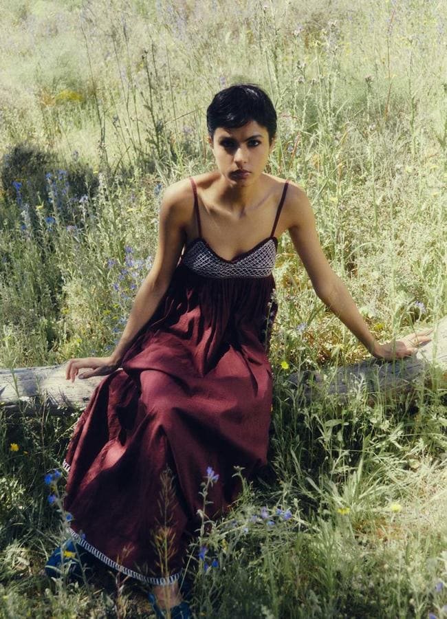 Vestido boho chic con elástico nido de abeja