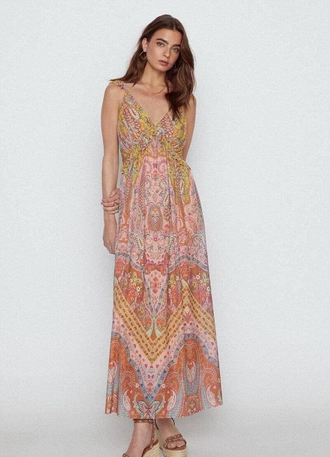 Vestido boho chic con estampado de cachemira