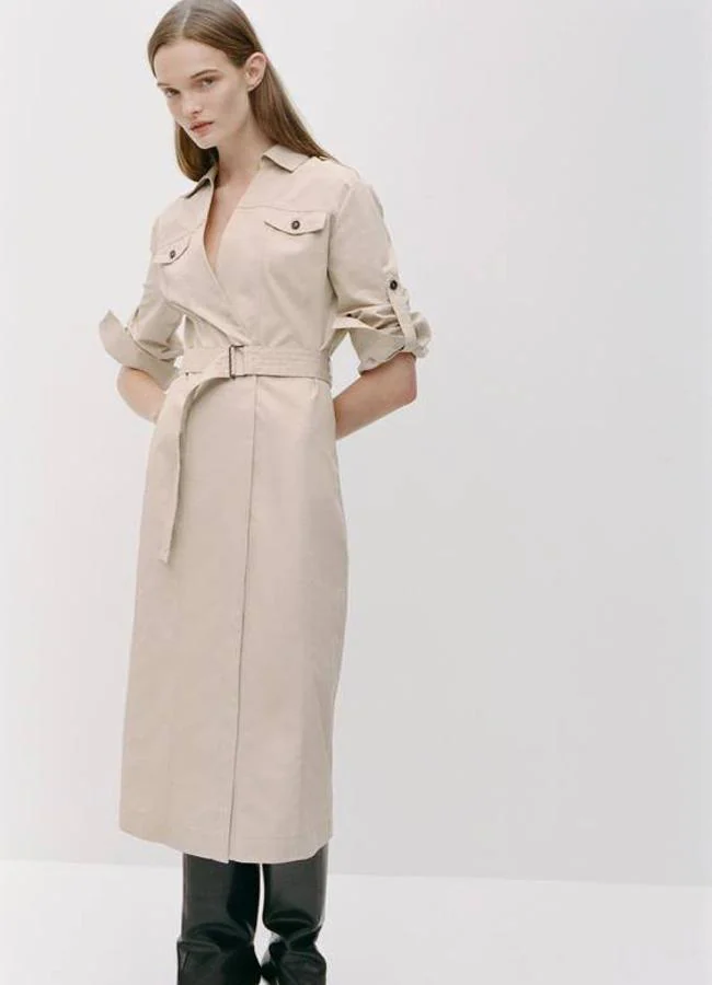 Vestido midi estilo gabardina