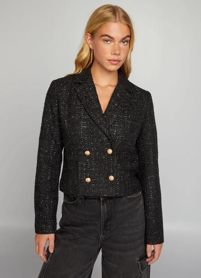 Chaqueta de tweed negra de Kiabi, 35 euros.