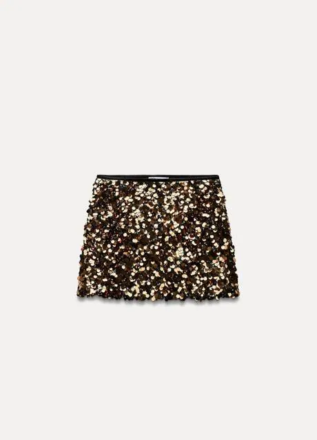 Falda con lentejuelas de Zara (39,99 euros)