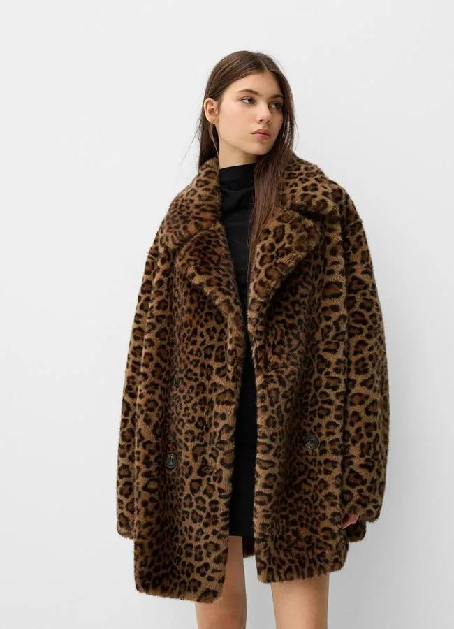 Abrigo de leopardo furry