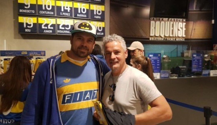 Roberto Baggio en una visita a la Bombonera. Foto Twitter