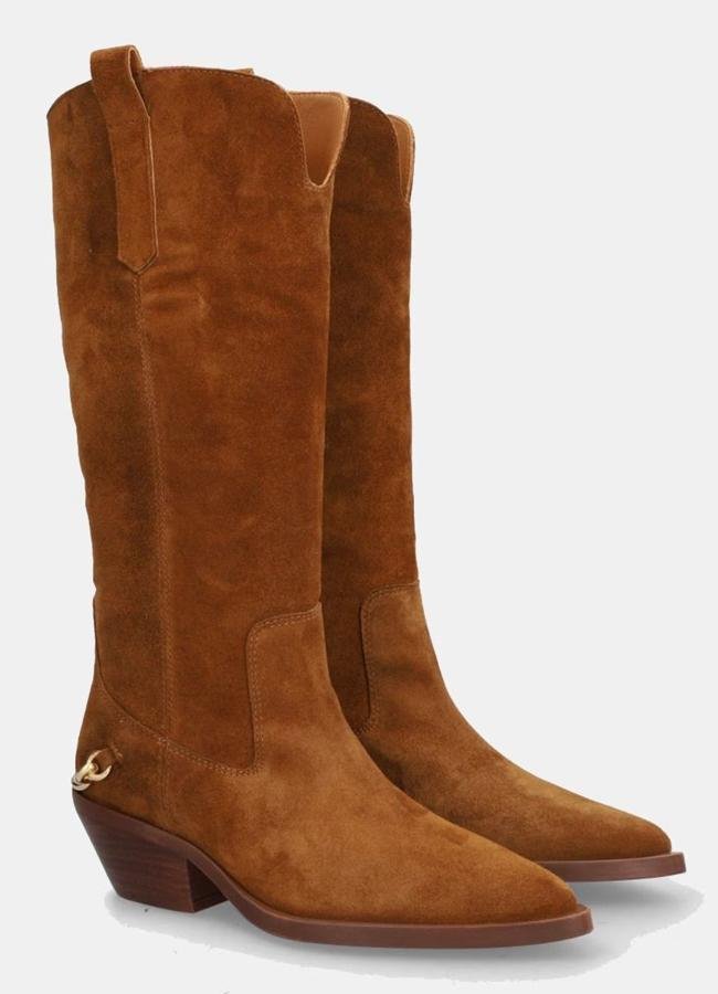 Botas cowboy de serraje con espula dorada