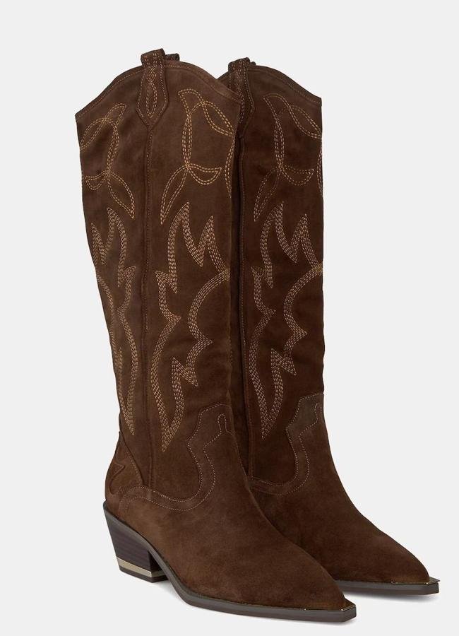 Botas cowboy de serraje marrón chocolate