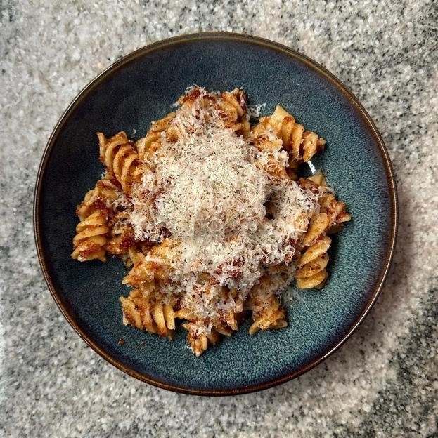 El pesto rosso de V Modern Italian, un restaurante italiano de Barcelona y Madrid en el que arte y gastronomía se dan la mano. 