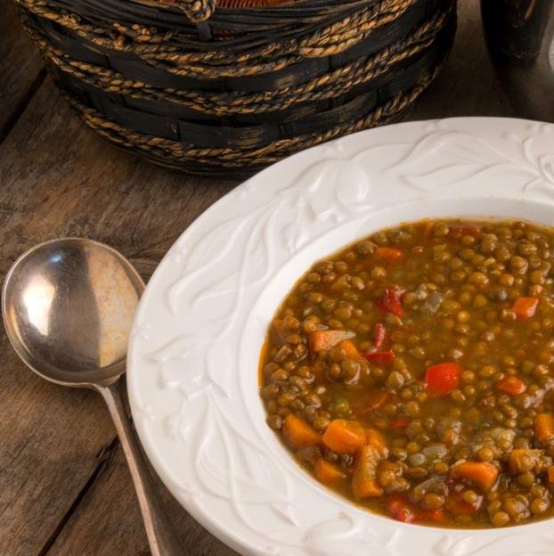 Lentejas con verduras y sin chorizo.