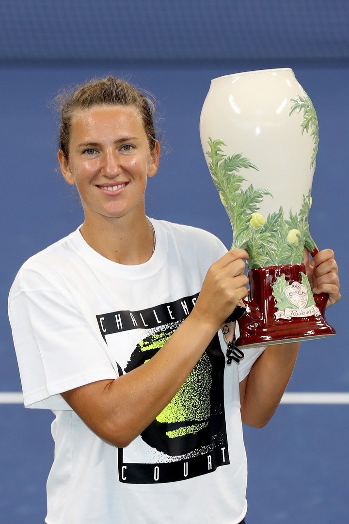 Azarenka ganó el WTA de Cincinnati, jugado en Nueva York en 2020, con su hijo Leo en las tribunas. Foto Matthew Stockman/Getty Images/AFP