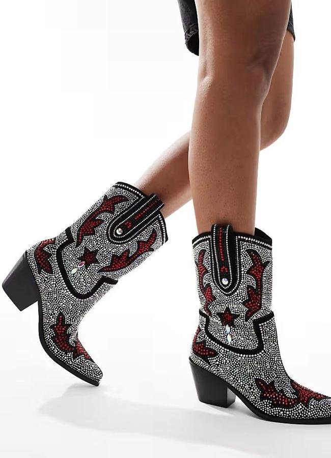 Botas cowboy con detalles de strass