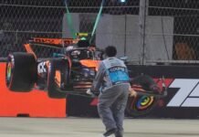 El momento en que Lando Norris choca durante la clasificación de la F1 del GP de Arabia Saudita