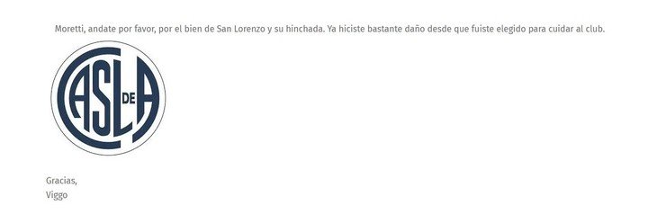 El mensaje de Viggo Mortensen contra Moretti en su página web.