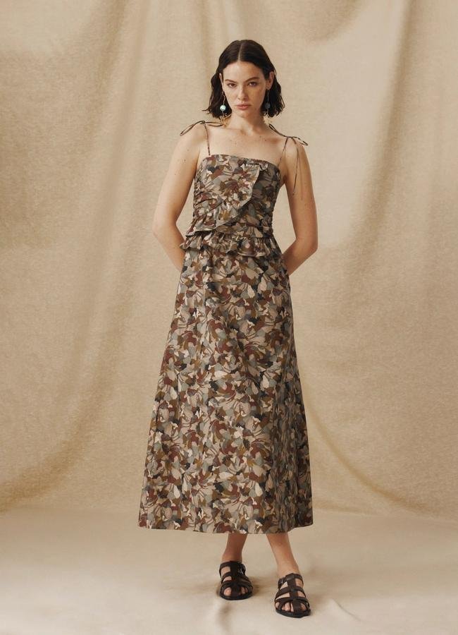 Vestido Midi de Algodón Liberty con Estampado Floral en Tonos de Masku, 198 euros.
