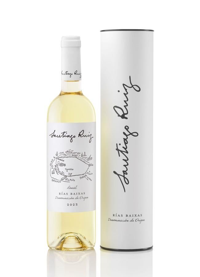 La botella del vino blanco Santiago ruiz, denominación de origen de las Rías Baixas. /DR