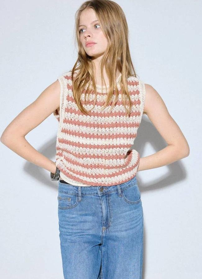 Top rayas crochet de Slow Love (29,99€)