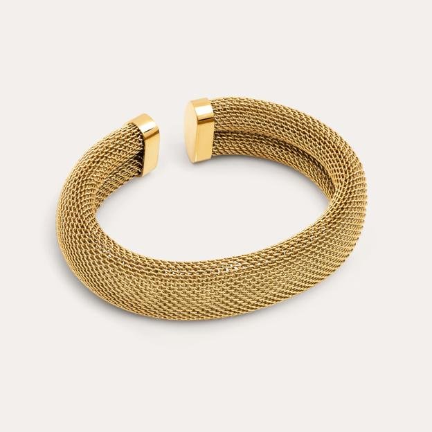Brazalete malla acero baño oro (25,99€)