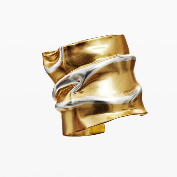 Brazalete grande bicolor baño oro plata zalio (159€)