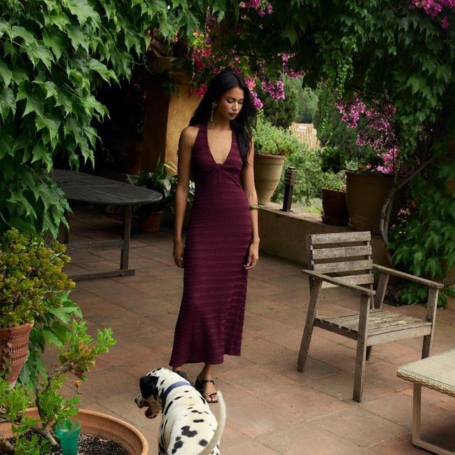 Vestido halter con textura