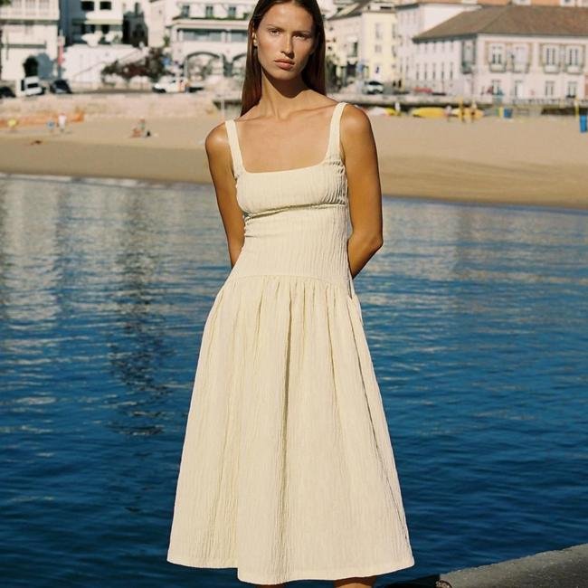 Vestido midi con textura