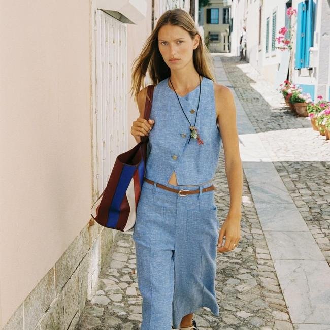 Chaleco de lino cruzado