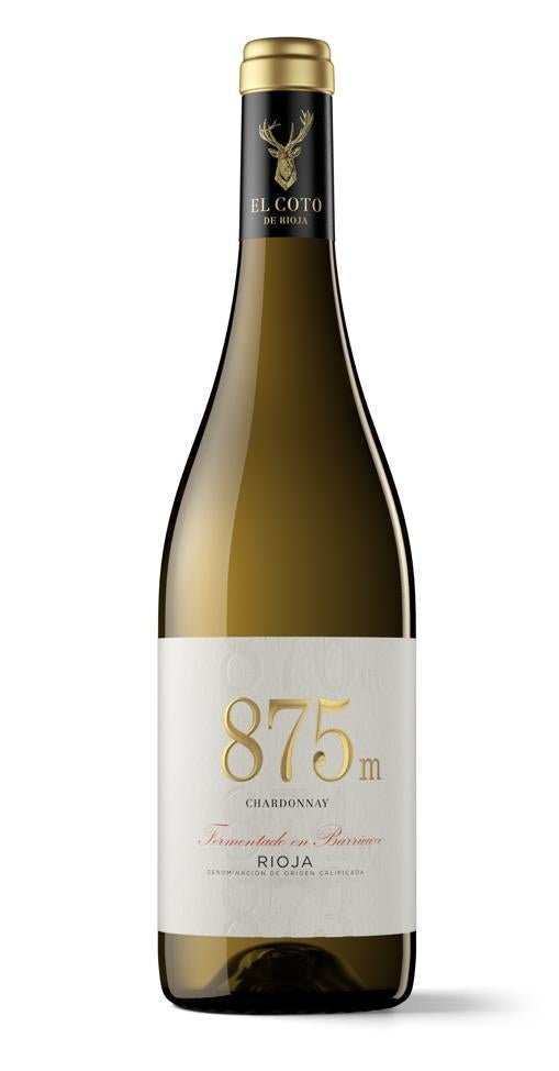 Botella del vino blanco de Rioja 875m, de El Coto.