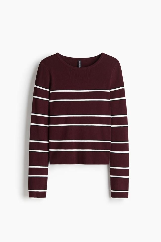 Jersey con estampado de rayas en burdeos de H&M