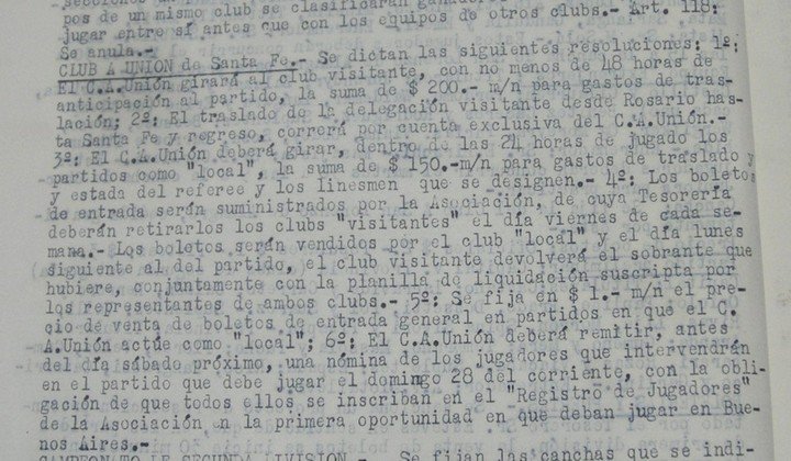 El Boletín de AFA con las condiciones de ingreso de Unión de Santa Fe en 1940.