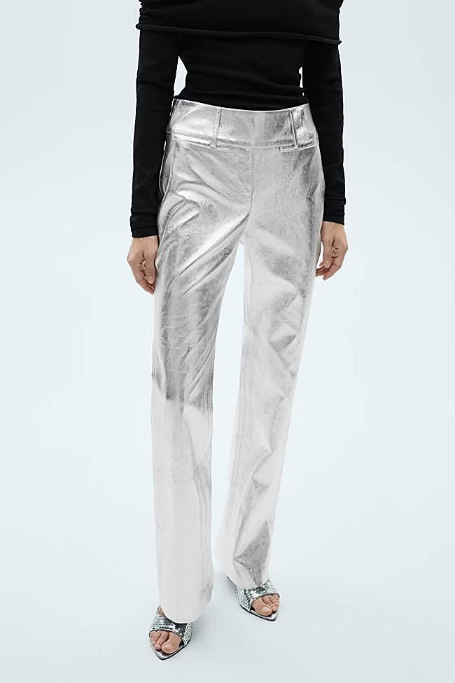 Pantalón recto metalizado (7,99€)