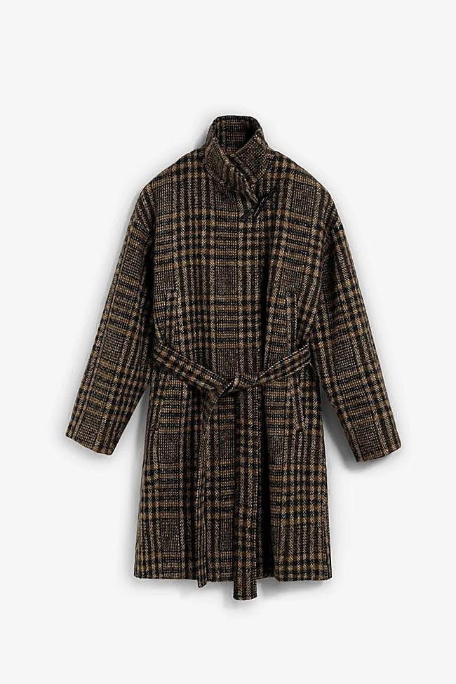 Abrigo corto lana cuadros (199€)