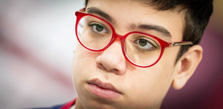 El maestro internacional Faustino Oro, de 12 años, en el Mundial de ajedrez a ritmo rápido, en Doha.
Foto FIDE