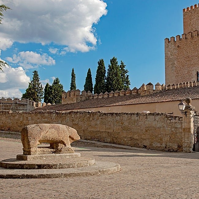 El castillo de Enrique II de Trastámara y el verraco vetón frente a frente.