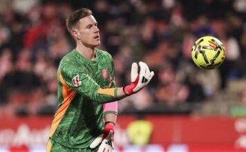 El debut de Ter Stegen en Girona: más trabajo con los pies y una rodilla milagrosa en la última jugada