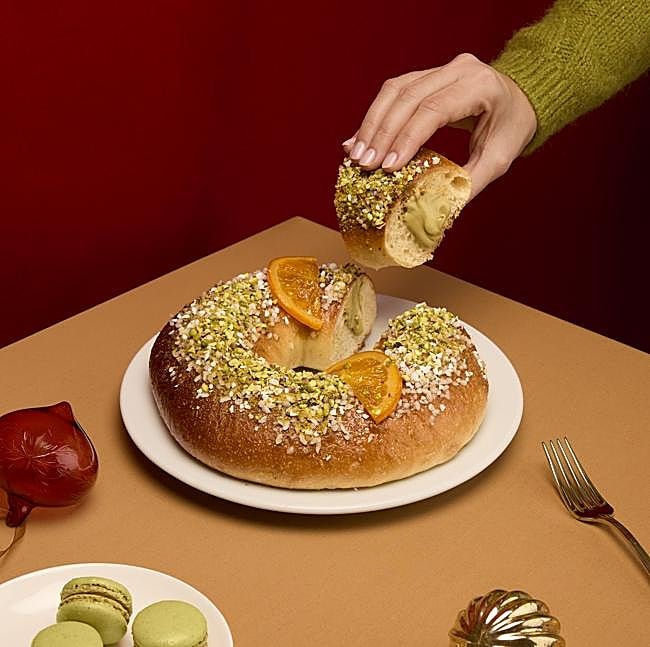 El Roscón de Reyes de pistacho de Madreamiga, el nuevo relleno de este 2026.