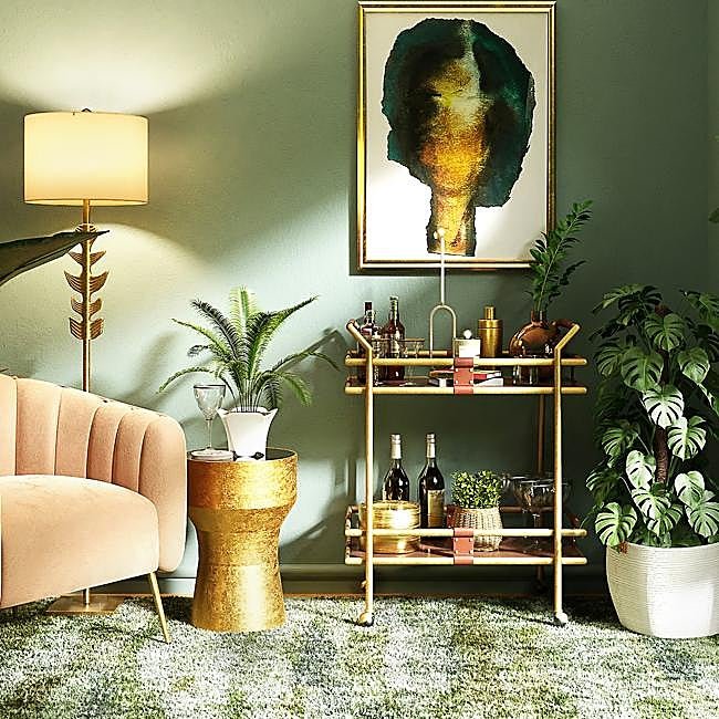 Mueble camarera en dorado.