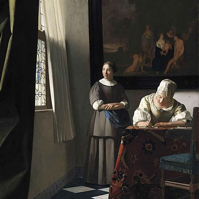 Mujer escribiendo una carta, Vermeer.
