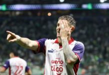 El inoxidable Pablo Vegetti le sacó a Palmeiras un impactante invicto en la Copa Libertadores: gol y festejo a lo «pirata» para Cerro Porteño