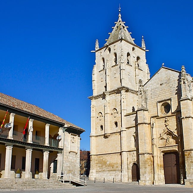 El ayuntamiento, antiguo pósito, y la iglesia de Santa María Magdalena, en la plaza Mayor.