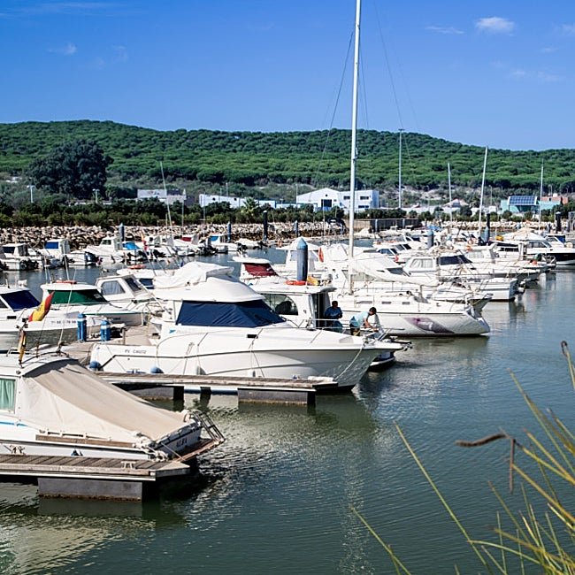 El puerto deportivo de Barbate, entre el océano y el mar de pinos.