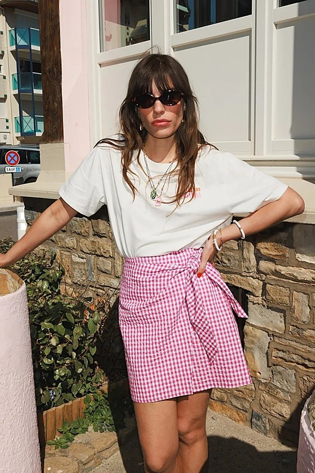 Falda con estampado de cuadros de Promod (29,90 euros)