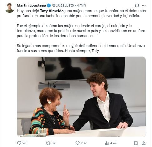 Despedida de Martín Lousteau a Taty Almeida