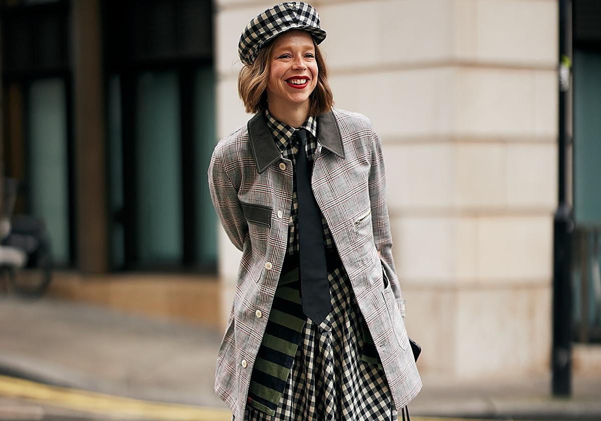 Imagen principal - Ejemplos del vichy en la moda actual.