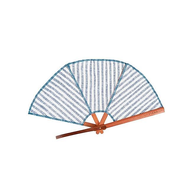 Abanico con estampado de rayas Noray Índigo de The Viana Fan.